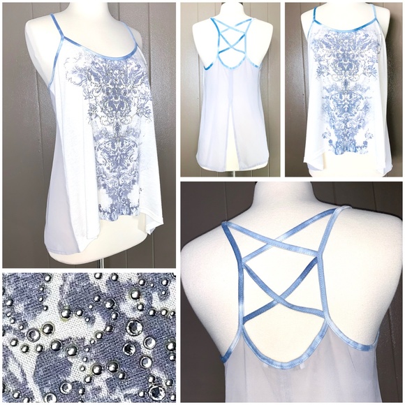 Miss Me Tops - |•MISS ME•| Rhinestone/Stud/Sheer/Crisscross Top